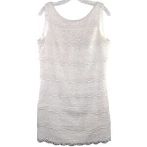 White House Black Market Womens Size 6 White Tiered Crochet Lace Sleeveless Dres